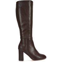 XY London Women's 'Jen' Knee High Block Heeled Boots With Zip Fastening in Brown | Size: 5
