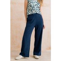 Lily & Me Women's Grace Wide Leg Linen Blend Trousers in Navy | Size: 18