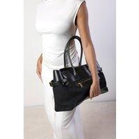 Where's That From Women's Lyanna Buckled Tote Bag with Side Zip in Black