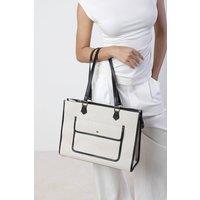 Where's That From Women's Henley Canvas Shoulder Tote Bag in Off-White