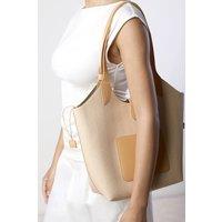 Where's That From Women's Akira Raffia Shoulder Bag with Contrast Front Pocket in Beige