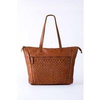 Lakeland Leather Women's 'Storrs' Woven Leather Tote Bag in Brown