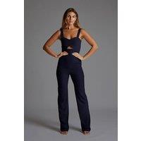Vesper Women's Sweetheart Neckline Wide Leg Jumpsuit with Cut Out in Navy | Size: 12