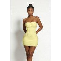 LEMONLUNAR Women's The Inara Sculpt Bandage Corset Top, Yellow | Size: 8-10