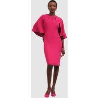 Hobbs London Women's Rhiannon Cape Sleeve Midi Dress in Fuchsia | Size: 10