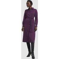 Hobbs London Women's Arianne Satin Midi Shirt Dress in Aubergine | Size: 8