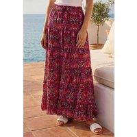 Roman Women's Abstract Print Tiered Skirt in Black | Size: 14