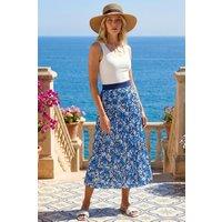 Roman Women's Floral Pleated Skirt in Blue | Size: 14