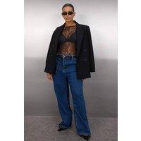 WOVCOR Women's Sheer Lace Long Sleeve Top in Black | Size: XL