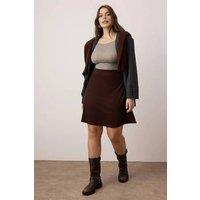 WOVCOR Women's High Waist A-Line Mini Skirt with Clean Structured Fit in Brown | Size: XL