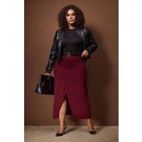 WOVCOR Women's High Waist Split Front Midi Skirt with Tailored Fit in Plum | Size: 14