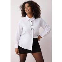 WOVCOR Women's Contrast Detail Button Up Collared Woven Shirt in White | Size: 18