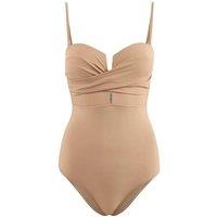 WOVCOR Women's Sweetheart Neck Cut Out Detail Fitted Swimsuit with Straps in Nude | Size: 12