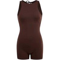 WOVCOR Women's High Neck Sleeveless Fitted Swim Playsuit in Brown | Size: 12