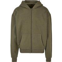 Build Your Brand Men's Ultra Heavyweight Full Zip Hoodie in Olive | Size: Small
