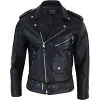 TruClothing Men's Cowhide Motorcycle Cross Zip Biker Jacket in Black | Size: 4XL