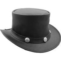 House of Leather Men's Leather Top Hat Magician Steampunk Style HL0011 in Black | Size: Large
