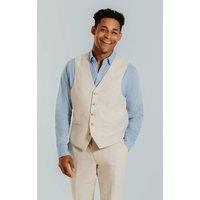 Dobell Men's Cream Linen Waistcoat | Size: XL