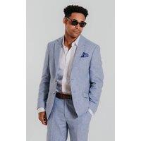 Dobell Men's Light Blue Linen Suit Jacket | Size: 40L