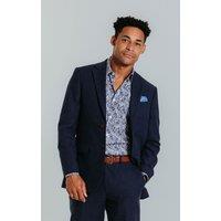 Dobell Men's Navy Linen Suit Jacket | Size: 44R