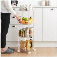 Living and Home 4-Tier Transparent Round Rolling Storage Cart 34cm Dia in Clear | Size: Large