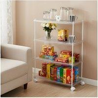 Living and Home 4-Tier Transparent Rolling Storage Cart in Clear | Size: Large