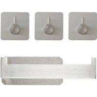 Living and Home 4pcs Self Adhesive Stainless Steel Bathroom Hardware Set in Silver