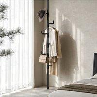 Living and Home No-Drill Adjustable Floor-to-Ceiling Coat Stand in Black