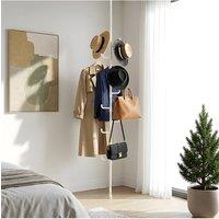 Living and Home No-Drill Adjustable Floor-to-Ceiling Coat Stand in White