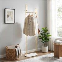 Living and Home Freestanding Marble Base Clothes Rack in Gold