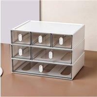 Living and Home Stackable Desktop Storage Organiser with 6 Drawers in White