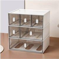 Living and Home Stackable Desktop Storage Organiser with 6 Drawers in White