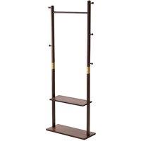 Living and Home Freestanding Wooden Clothes Rack with 5 Hooks in Walnut