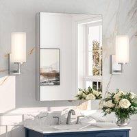 Dprodo Adjustable Single Door Mirrored Bath Cabinets in Natural White | Size: 1 Pack