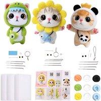 Bed Time UK 3PCS Needle Felting Kit for Beginners DIY Cat & Animal Wool Crafts