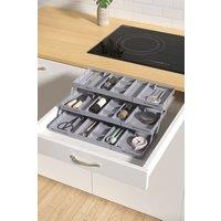 Living and Home Versatile Expandable Multi-tier Drawer Organiser Cutlery Kitchenware Tableware Storage Tray in Grey