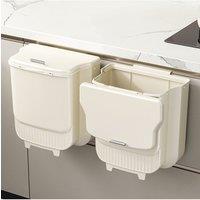 Living and Home Foldable Kitchen Hanging Trash Bin in Cream