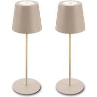 BRILONER Beige LED Table Lamp Set of 2 Lights Rechargeable Adjustable Height