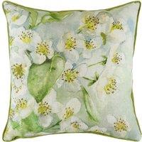 Evans Lichfield Blossoms Pear Hand-Painted Watercolour Printed Cushion in Green | Size: 43 cm x 43 cm