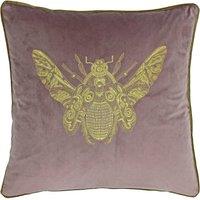 Paoletti Cerana Embroidered Bee Velvet Cushion in Dark Pink | Size: 50 cm x 50 cm