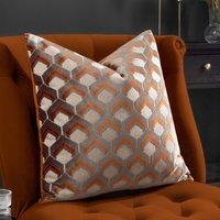 Paoletti Ledbury Geometric Velvet Cushion in Pale Orange | Size: 45 cm x 45 cm