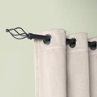 OHS Curtain Pole Extendable 28mm Metal Finnials Twist End Rod Fittings in Black | Size: 220 cm
