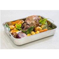 KitchenCraft Stainless Steel Roasting Pan with Rack 35x28x6.5cm, Sleeved in Silver | Size: 35x28x6.5 cm