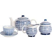 Nicola Spring 15 Piece Hand-Printed Tea Set in Navy