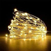 Shatchi 100 LEDs Silver Wire With Warm White LEDs Copper Wire Indoor Battery Operated StringLights in Yellow