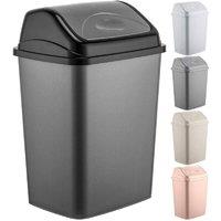 BARGAINS-GALORE 27l Plastic Flip Top Waste Bin Removable Swing Lid Home Rubbish Bins in Grey