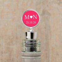 Uniqueful Personalised Initials Date Bottle Stopper Wedding Gift for Couple in Silver