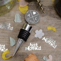 Uniqueful Personalised Initials & Date Bottle Stopper Wedding Gift for Couple in Silver