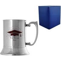 Uniqueful Personalised Graduation Steel Tankard Grad Cap Burst Any Name Message in Silver
