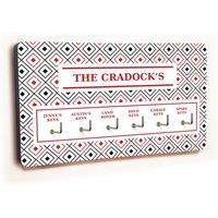 Uniqueful Personalised Novelty 6 Hook Diamond Pattern Key Holder New Home in Grey